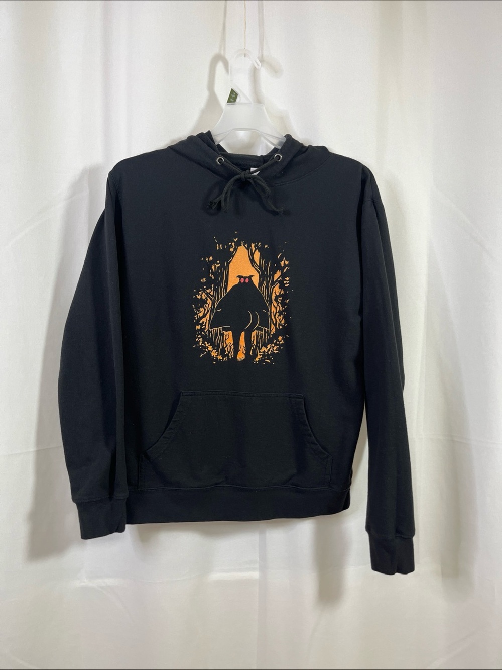 Vintage Y2K DELTA FLEECE Mothman Booty  Popcorn Punk Hoodie Sweatshirt Black XL